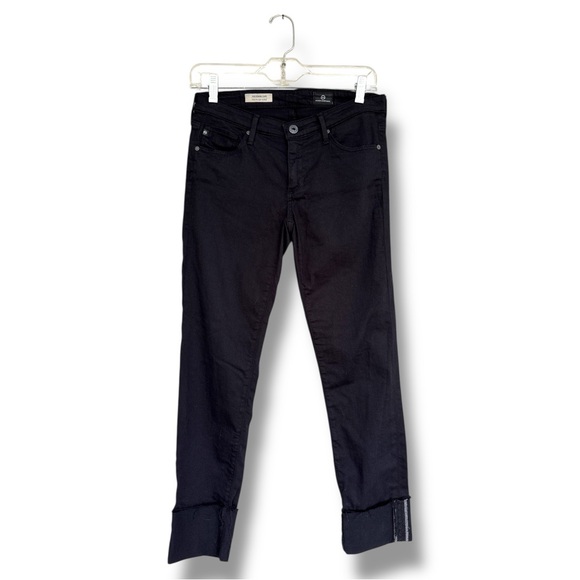 AG Adriano Goldschmied The Stevie Slim Straight Cuffed Black Jeans Waist 26 - Picture 2 of 13